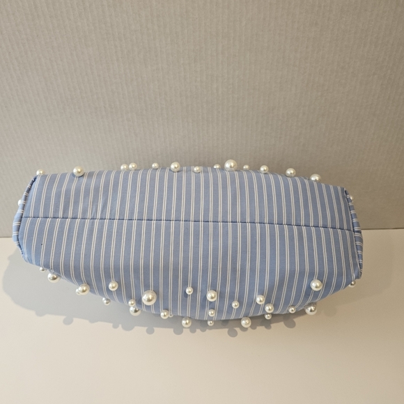 Anthropologie Blue Faux Pearl Frankie Clutch Bag NWT - Picture 7 of 10